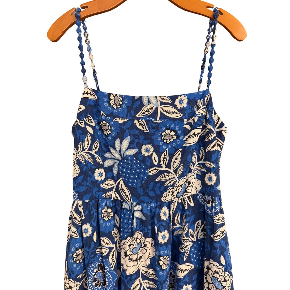 Rachel Zoe Navy and Cream Floral Braided-Strap Midi Dress - Picture 2 of 12